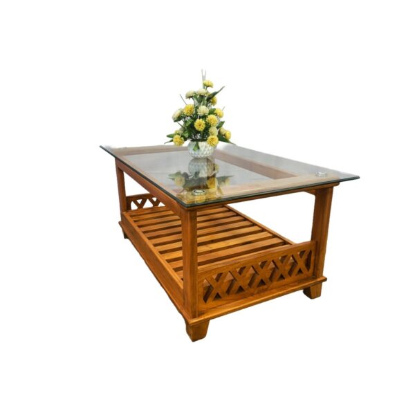 Glass Top Shelf Sofa Table